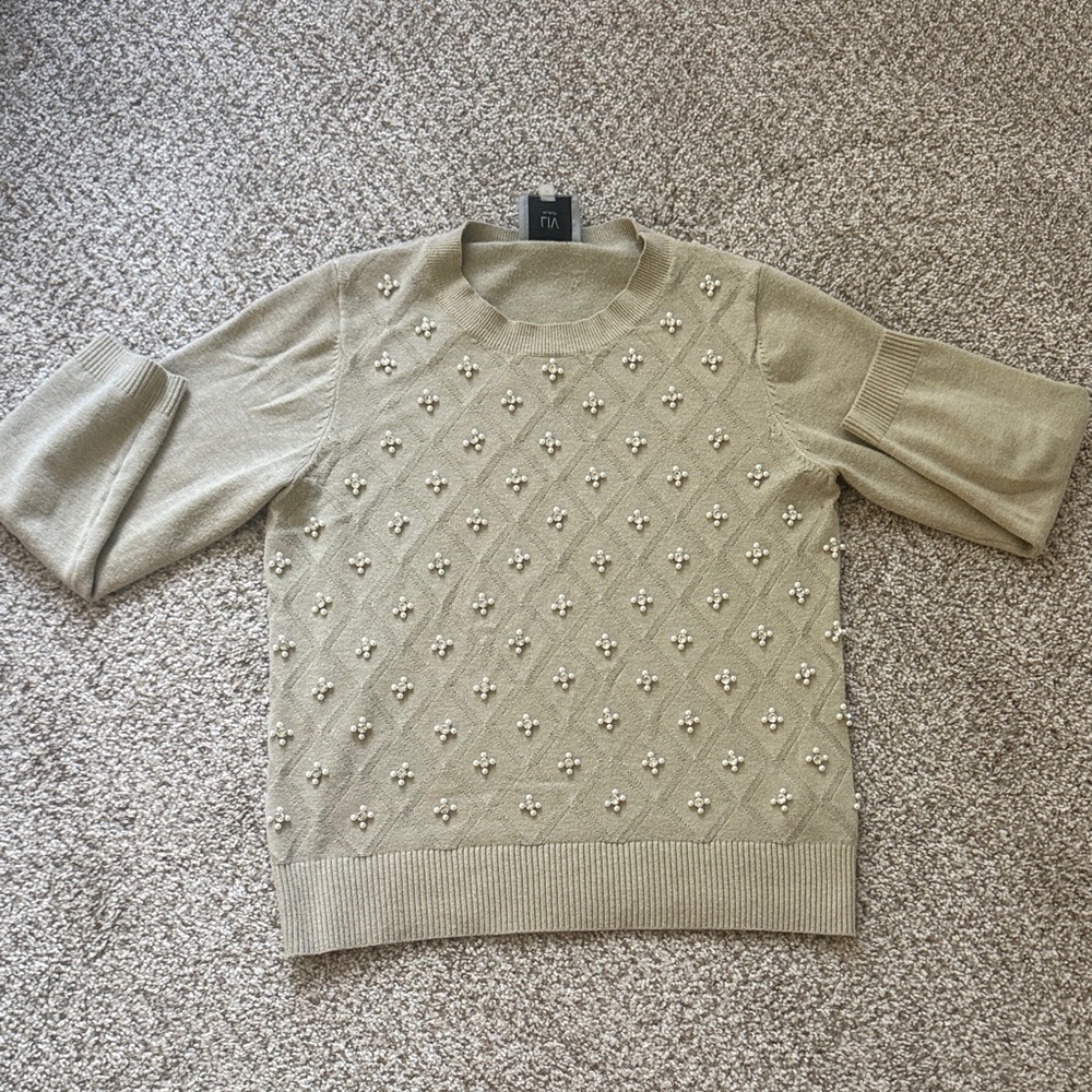⭐️ Firm Price ⭐️ Heather Olive Medium Embellished Sweater